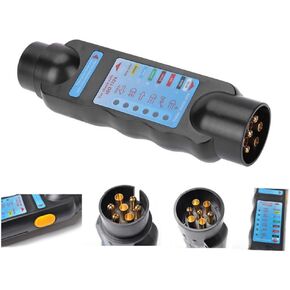 12V 7-Pin Trailer Tester Plug RV Connector Tester Plug Tool Socket Adapter for Trailer(European Specifications)