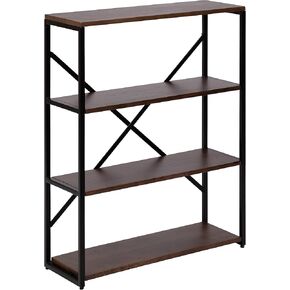 Kate and Laurel Ascott Modern Glam Rectangle, Unique Versatile 4-Tier Bookshelf for Use as Wall or Floor Shelf Options, 24 x 32, White and Gold