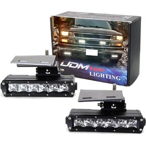 iJDMTOY LED Light Bar Fog Lamps Compatible With 99-02 Chevrolet Silverado 1500 2500, 00-01 3500, 00-06 Suburban Tahoe, Includes (2) 30W LED Light Bars, Fog Light Brackets & Wiring On/Off Switch