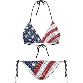 Women's Fashion Sexy American Flag Print Bikini Set Swimsuits