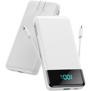 Portable Charger for iPhone with Built in Cables and Wall Plug,Upgraded 13800mAh Fast Charging USB C Power Bank,4 Outputs Travel Essential Battery Pack Compatible with iPhone 15/14,Samsung,Android etc