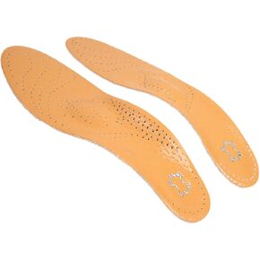 KALLORY 1 Pair Support Orthopedic Pads Orthotic Insole Sole Padding Silicone Gel Leather Bracers High Arch Foot Pads Foot Arch Support Correct Insoles Arch Correction Pad Breathable Heel
