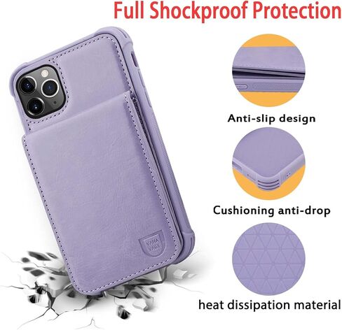 VANAVAGY iPhone 12/12 Pro Wallet Case for Women and Men,Leather Magnetic Clasp Flip Folio Phone Cover with Credit Card Holder and Coin Pocket,Brown in Kuwait