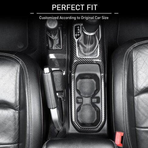 JeCar Center Console Gear Shift Cup Holder Panel Cover Trim Fit for 2018-2024 Jeep Wrangler JL JLU Gladiator JT Carbon Fiber Interior Accessories in Saudi Arabia