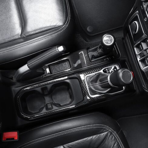 JeCar Center Console Gear Shift Cup Holder Panel Cover Trim Fit for 2018-2024 Jeep Wrangler JL JLU Gladiator JT Carbon Fiber Interior Accessories in Saudi Arabia