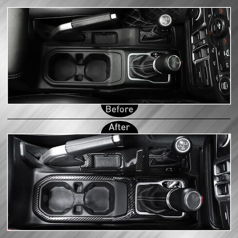 JeCar Center Console Gear Shift Cup Holder Panel Cover Trim Fit for 2018-2024 Jeep Wrangler JL JLU Gladiator JT Carbon Fiber Interior Accessories in Saudi Arabia
