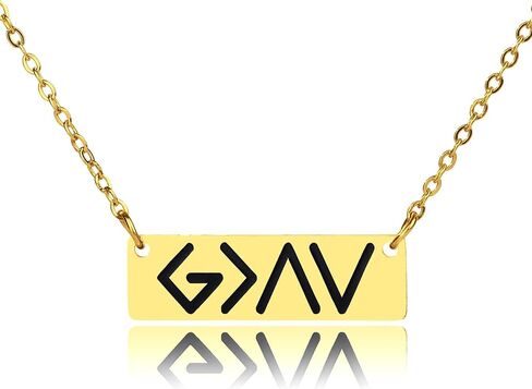 الله أكبر من قلادة الارتفاعات والانخفاضات - قلادة الارتفاعات والانخفاضات مجوهرات مسيحية، هدية تأكيد قلادة آية الكتاب المقدس، قلادة الإيمان. قلادة دينية، هدايا مسيحية للنساء والرجال in Kuwait