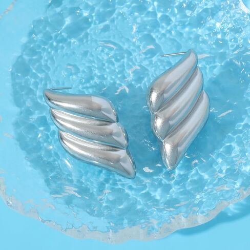 أقراط ذهبية فاخرة عتيقة للنساء - تصميم جناح كبير الحجم عصري للأناقة العصرية in Kuwait