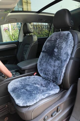 Genuine Sheepskin Car Seat Covers Shearing Car Seat Covers Sheepskin Wool Detachable Premium Car Seat Cover (Black Color) in Kuwait