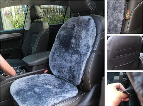Genuine Sheepskin Car Seat Covers Shearing Car Seat Covers Sheepskin Wool Detachable Premium Car Seat Cover (Black Color) in Kuwait