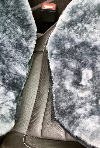 Genuine Sheepskin Car Seat Covers Shearing Car Seat Covers Sheepskin Wool Detachable Premium Car Seat Cover (Black Color) in Kuwait