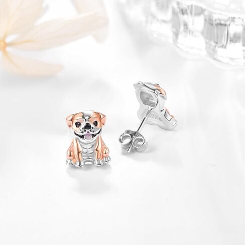 TANGPOET English Bulldog Stud Earrings for Women Sterling Silver Bull Dog Jewelry Gifts for Dog Mom Dog Lovers for Birthday Christmas Valentines Day Mother's Day in Saudi Arabia