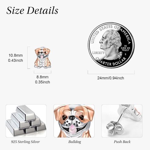 TANGPOET English Bulldog Stud Earrings for Women Sterling Silver Bull Dog Jewelry Gifts for Dog Mom Dog Lovers for Birthday Christmas Valentines Day Mother's Day in Saudi Arabia