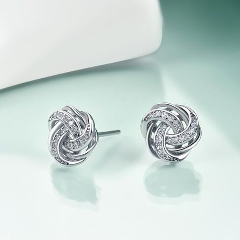 Rnivida 925 Sterling Silver Love Knot Stud Earrings, Hypoallergenic Knot Earrings for Women in Saudi Arabia