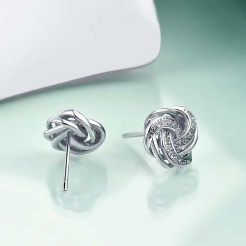 Rnivida 925 Sterling Silver Love Knot Stud Earrings, Hypoallergenic Knot Earrings for Women in Saudi Arabia