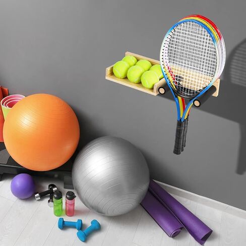 حامل مضرب تنس مثبت على الحائط، مضرب بدمنتون، حامل مجداف بينغ بونغ، ​​حامل سلة تخزين كرة التنس in Kuwait