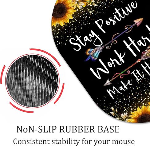 Personalized Gaming Mouse Pad and Coaster Combination, Rose Gold Glitter Black Be Happy Design Non-Slip Rubber Base Mouse Pad, Home Desk Decor, Custom Work and Gaming Mouse Pad in Kuwait