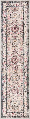 سجادة SAFAVIEH Madison Collection - 2'2" x 10'، رمادي وأزرق، تصميم Boho Chic Medallion المتعثر، لا يتساقط ويسهل العناية به، مثالي للمناطق ذات حركة المرور العالية في غرفة المعيشة وغرفة النوم (MAD468F) in Saudi Arabia