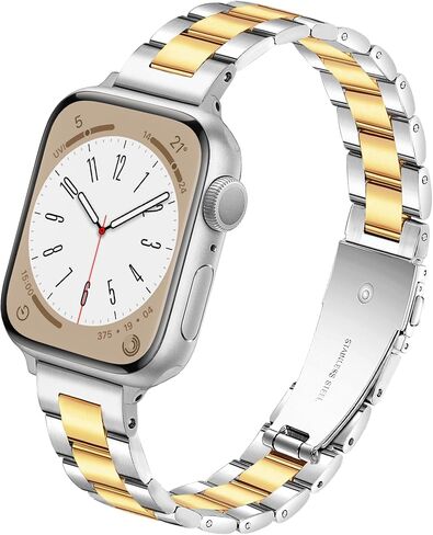 سوار معدني نحيف متوافق مع أحزمة ساعة أبل للنساء 40 مم 41 مم 38 مم، أحزمة iWatch الكلاسيكية المصنوعة من الفولاذ المقاوم للصدأ الفاخر لسلسلة ساعات Apple Watch Series 9 SE Series 8 Series 7 6 5 4 3 2 1، in Kuwait