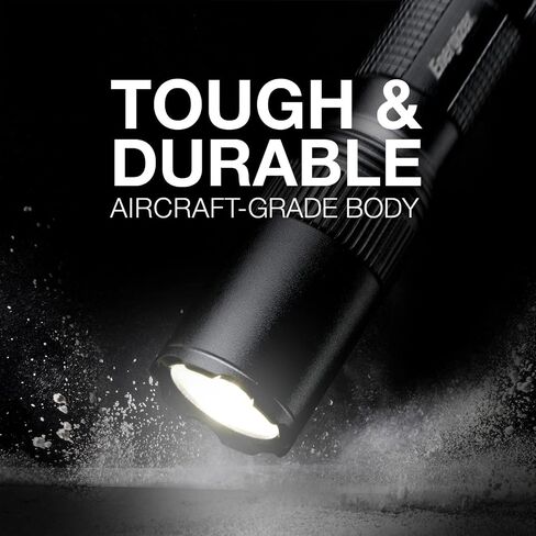 مصباح يدوي تكتيكي إنرجايزر TAC 1AA LED، حزمة من 1 ومصباح يدوي تكتيكي LED، مصباح يدوي ساطع شديد التحمل لحالات الطوارئ ومعدات التخييم، مصباح يدوي EDC مقاوم للماء، حزمة من 1، أسود in Kuwait