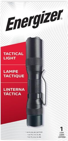 مصباح يدوي تكتيكي إنرجايزر TAC 1AA LED، حزمة من 1 ومصباح يدوي تكتيكي LED، مصباح يدوي ساطع شديد التحمل لحالات الطوارئ ومعدات التخييم، مصباح يدوي EDC مقاوم للماء، حزمة من 1، أسود in Kuwait