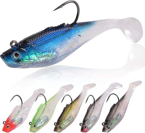 Pre-Rigged Jig Head Soft Fishing Lures, Paddle Tail Swimbaits for Bass Fishing Shad Freshwater Saltwater Fishing Trout Pike Walleye Crappie in Saudi Arabia
