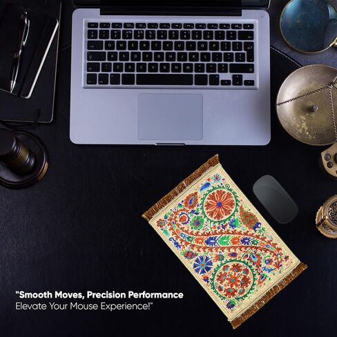 Velvet Rug Mouse Pad | Bohemian Style Design Woven Rug Mousepad Carpet Mouse Pads for Office Decor | Desk Mouse Mat 8.6" x 11.8" Small Mouse Protector (Blue V) in Saudi Arabia
