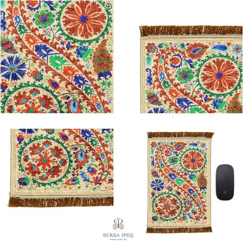 Velvet Rug Mouse Pad | Bohemian Style Design Woven Rug Mousepad Carpet Mouse Pads for Office Decor | Desk Mouse Mat 8.6" x 11.8" Small Mouse Protector (Blue V) in Saudi Arabia