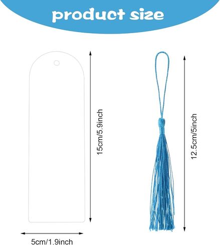 Acrylic Bookmark Blanks 20Pcs Rectangle Clear Acrylic Bookmarks with 20Pcs Colorful Bookmark Tassels Transparent Acrylic Craft Bookmarks for DIY Bookmarks Kit Crafts Graduation Gift Tags (Semicircle) in Saudi Arabia