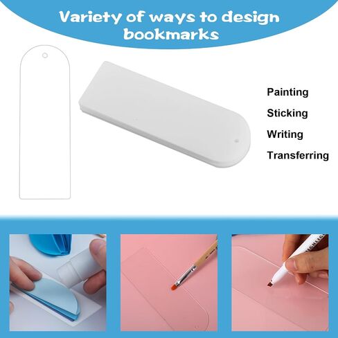 Acrylic Bookmark Blanks 20Pcs Rectangle Clear Acrylic Bookmarks with 20Pcs Colorful Bookmark Tassels Transparent Acrylic Craft Bookmarks for DIY Bookmarks Kit Crafts Graduation Gift Tags (Semicircle) in Saudi Arabia