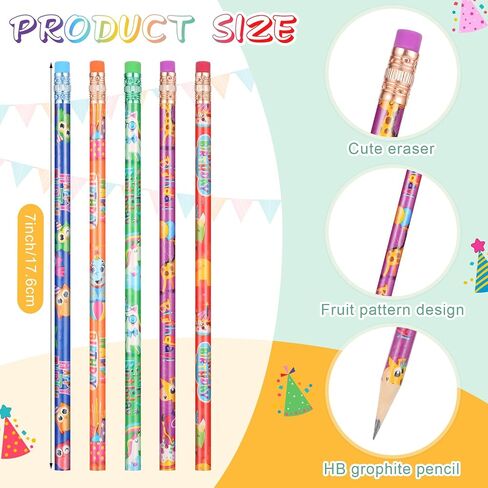 150 Pcs Happy Birthday Stationery Include Scratch and Sniff Bookmarks Scented Pencils with Erase Colored Silicone Bracelets for Kids Students School Classroom Teacher Rewards Party Supplies in Saudi Arabia