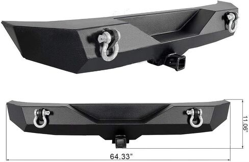 YITAMOTOR Rear Bumper Compatible with 07-18 Jeep Wrangler JK & Unlimited Rock Crawler Off Road Bumper w/ 2" Hitch Receiver & D-Ring, Textured Black in Saudi Arabia