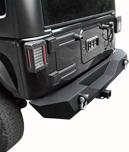 YITAMOTOR Rear Bumper Compatible with 07-18 Jeep Wrangler JK & Unlimited Rock Crawler Off Road Bumper w/ 2" Hitch Receiver & D-Ring, Textured Black in Saudi Arabia