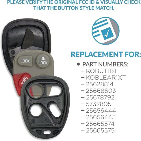 بديل Keyless2Go لحافظة الغلاف الجديدة ووسادة 4 أزرار لمفتاح التحكم عن بعد FCC KOBLEAR1XT KOBUT1BT - الغلاف فقط (عبوتان) in Saudi Arabia