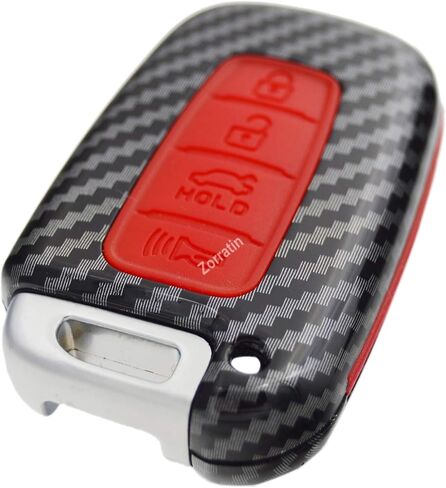 2-Layers Protection Hybrid Combo Carbon Key Fob Cover with Keychain for Hyundai Azera Elantra Equus Genesis Sonata Veloster & Kia Soul Sportage Sorento Rio Optima Forte in Saudi Arabia