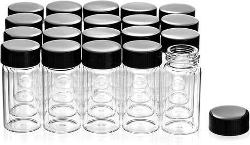 QWORK Glass Vials, 20 ml (0.7 oz), 20 Pieces Clear Glass Sample Vials for Liquid, Mini Empty Vial with Screw Cap in Kuwait