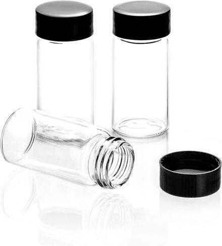 QWORK Glass Vials, 20 ml (0.7 oz), 20 Pieces Clear Glass Sample Vials for Liquid, Mini Empty Vial with Screw Cap in Kuwait
