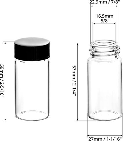 QWORK Glass Vials, 20 ml (0.7 oz), 20 Pieces Clear Glass Sample Vials for Liquid, Mini Empty Vial with Screw Cap in Kuwait