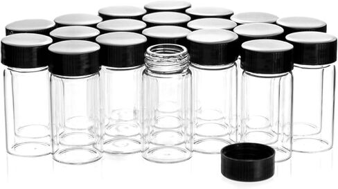 QWORK Glass Vials, 20 ml (0.7 oz), 20 Pieces Clear Glass Sample Vials for Liquid, Mini Empty Vial with Screw Cap in Kuwait