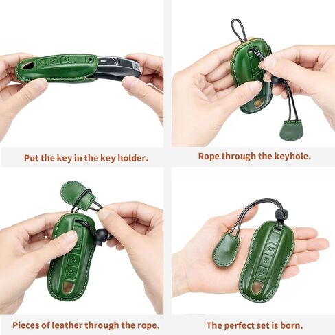 for Porsche Key Fob Cover Genuine Leather with Keychain,Leather Key Case Protector Compatible with Porsche Panamera,911,Cayenne,Macan in Saudi Arabia