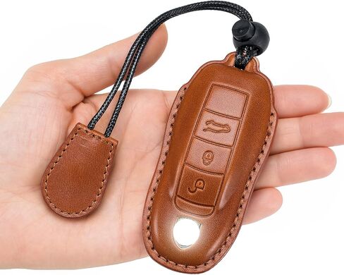 for Porsche Key Fob Cover Genuine Leather with Keychain,Leather Key Case Protector Compatible with Porsche Panamera,911,Cayenne,Macan in Saudi Arabia