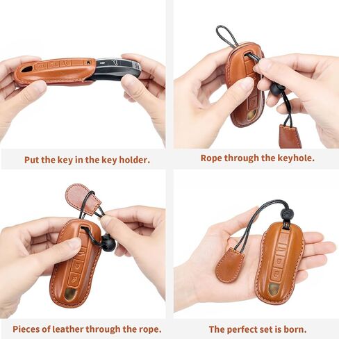 for Porsche Key Fob Cover Genuine Leather with Keychain,Leather Key Case Protector Compatible with Porsche Panamera,911,Cayenne,Macan in Saudi Arabia