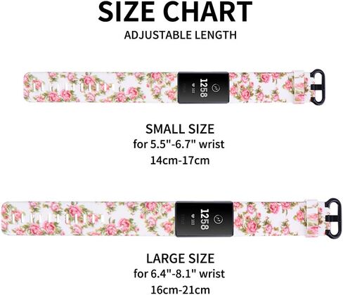 Compatible with Fitbit Charge 3/Charge 4 Strap Bands,Unique Elegant Floral Pattern Printed Soft Silicone Sport Adjustable Replacement Bracelet for Fitbit Charge 3/Charge 4 in Saudi Arabia