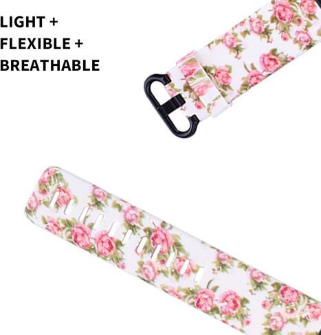 Compatible with Fitbit Charge 3/Charge 4 Strap Bands,Unique Elegant Floral Pattern Printed Soft Silicone Sport Adjustable Replacement Bracelet for Fitbit Charge 3/Charge 4 in Saudi Arabia