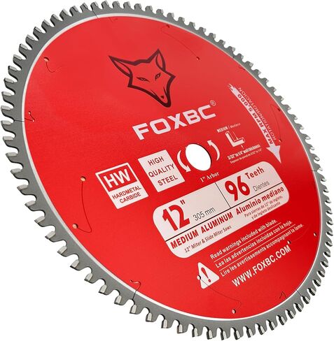FOXBC 12 Inch Miter Aluminum Saw Blade 96-Tooth TCG for Non-Ferrous Metal & Plastic Cutting with 1-Inch Arbor in Saudi Arabia