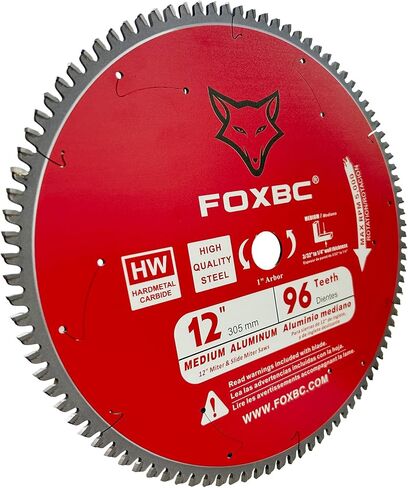 FOXBC 12 Inch Miter Aluminum Saw Blade 96-Tooth TCG for Non-Ferrous Metal & Plastic Cutting with 1-Inch Arbor in Saudi Arabia