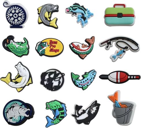 Fishing Sports Shoes Charms, Fishing Sports Shoes Charms for Men Boys Sport Shoes Charms Decoration for Birthday Gifts in Saudi Arabia