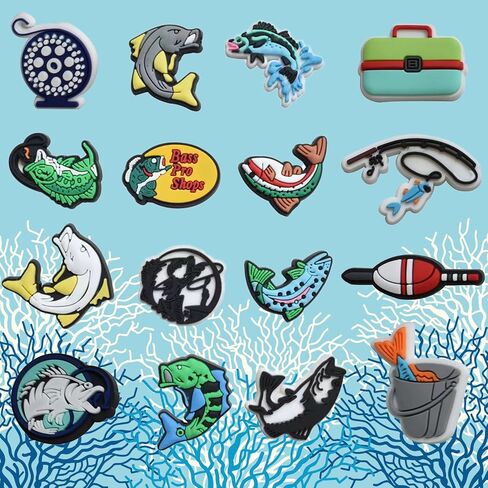Fishing Sports Shoes Charms, Fishing Sports Shoes Charms for Men Boys Sport Shoes Charms Decoration for Birthday Gifts in Saudi Arabia