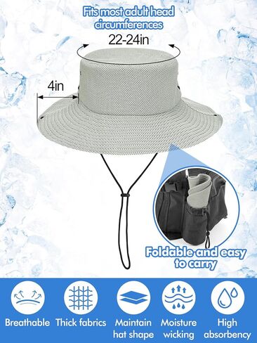 قبعة دلو تبريد - قبعة شمسية بحافة عريضة للغاية مقاس 4 بوصات للرجال والنساء، عامل حماية من الأشعة فوق البنفسجية 50+، قبعة صياد سريعة التبريد مع حماية من الأشعة فوق البنفسجية للطقس الحار وصيد الأسماك والمشي لمسافات طويلة والبستنة باللون الرمادي in Kuwait