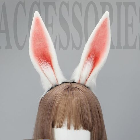 Women/Girls Cosplay Bunny Ears Rabbit Headband Animal Ears Furry Bunny Ears Party Accessories (MHTCET-1White) in Saudi Arabia